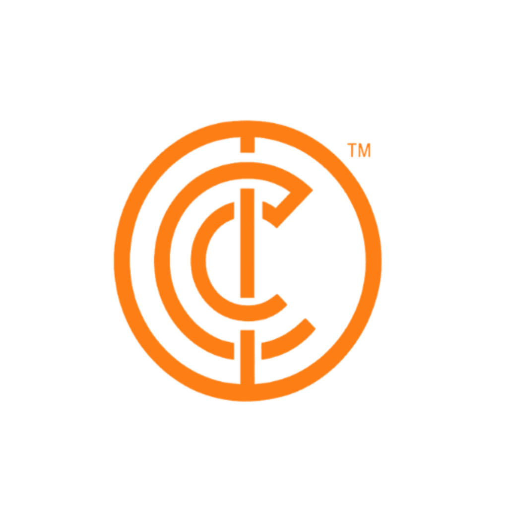 orange symbol - similair to a coin with the IIC initials inside it. that represents Investors In Community Community Credits